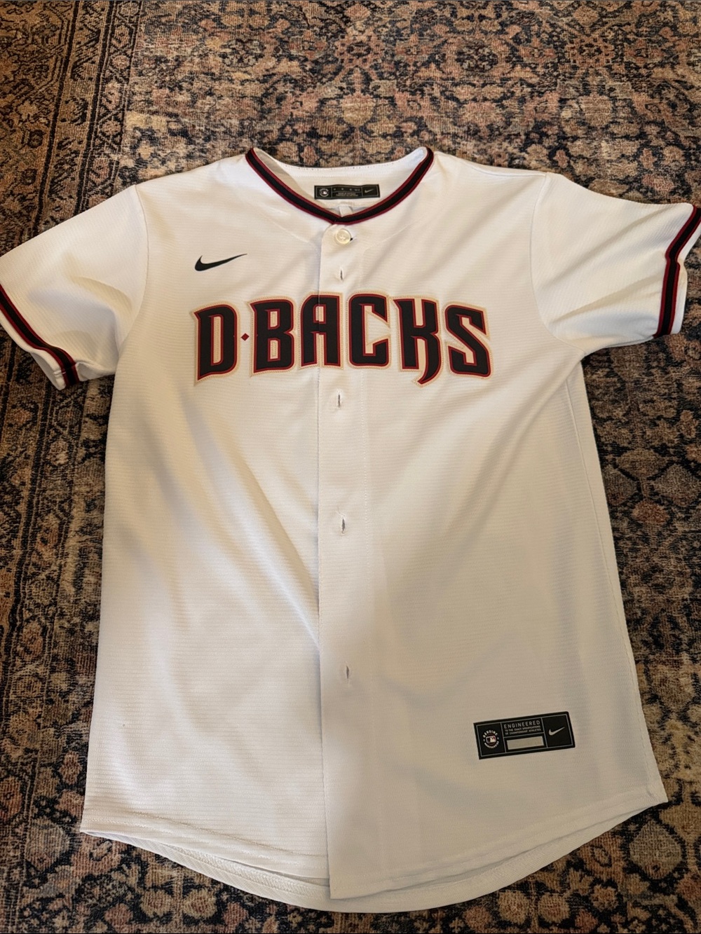 Nike MLB Arizona D-Backs White Baseball Jersey with Black and Red Trim